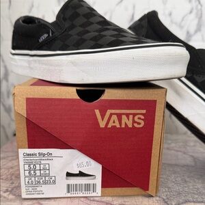 Vans Black Checkerboard Slip-On Sneakers